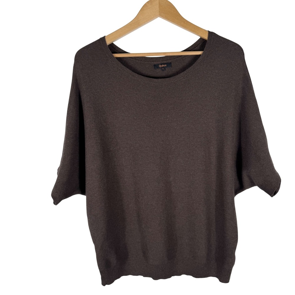 Quince Lightweight Cotton Cashmere Dolman Sleeve Sweater Womens L Link SHWDC01